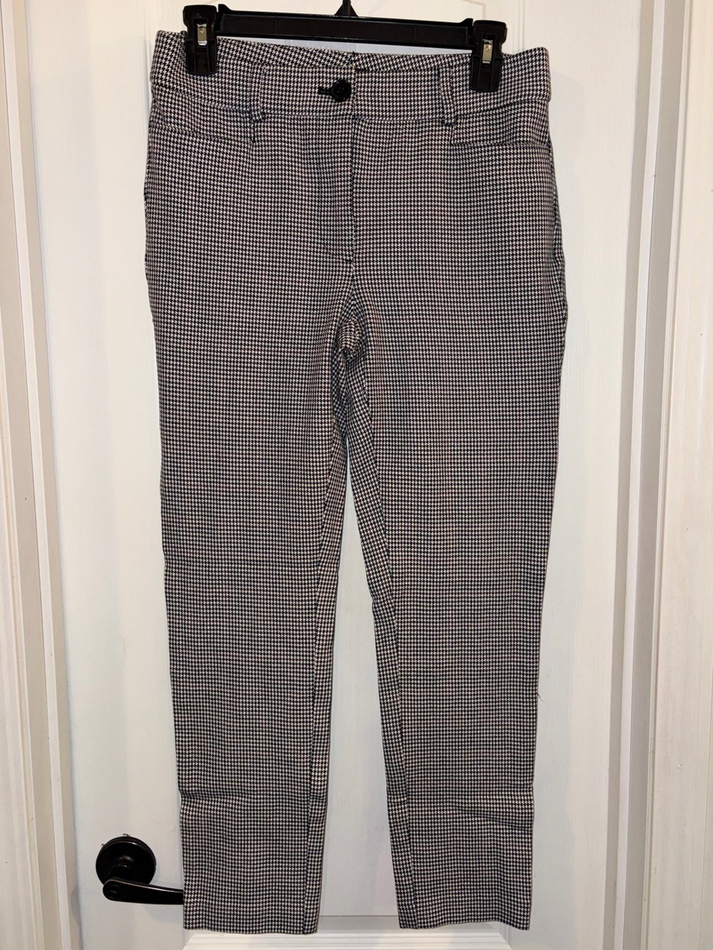 LOFT Women’s Black Maroon & White Houndstooth Dress Pants